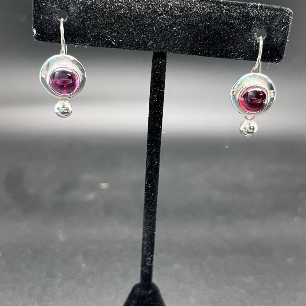 Sterling Silver and Garnet Drop Earrings